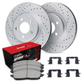 R1 16-25 Mazda CX-9 Front Drill/Slot Carbon Coated Rotor Set w/Optimum Pads