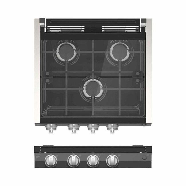 RANGE COOKTOP MATCH W/17IN & 21IN RANGE OVEN SS W/LED KNOBS (PAINTED SLVR) + WIRED GRILL + GLASS