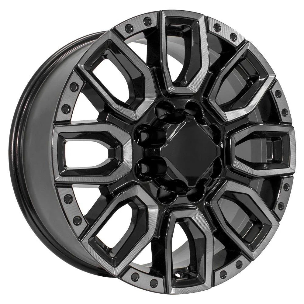 20 IN REPLICA WHEEL FITS GMC SIERRA 2500/3500 CV97A BLACK MILLED EDGE WITH TIN