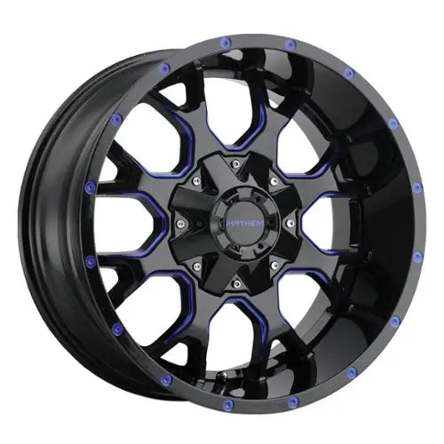 MAYHEM WARRIOR 8015 BLACK W PRISM BLUE 18X9 5-139.7 5-150 18MM 110MM