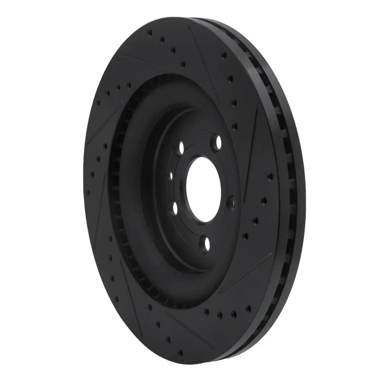 R1 13-19 Ford Police Interceptor Sedan Front Left Drilled & Slotted Black Brake Rotor