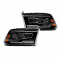 SWITCHBACK LED BAR HEADLIGHT MATTE BLACK HOUSING AND CLEAR LENS - FACELIFT STYLE - AMBER REFLECTOR - LED SEQUENTIAL SIGNAL - BREATHING LIGHT EFFECT - H7 LOW BEAM H7 HIGH BEAM