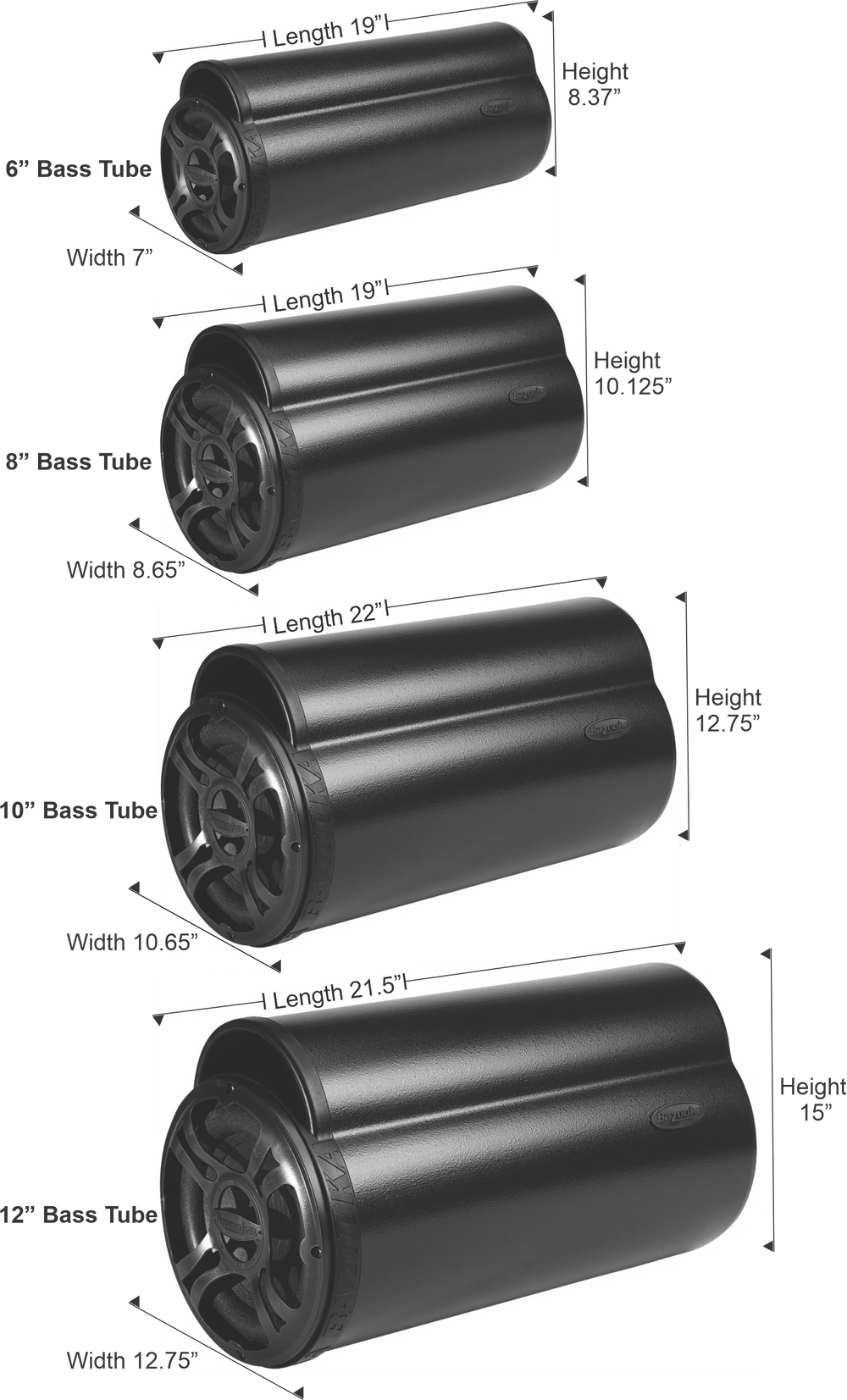 Bazooka Bass Tube-12In 4Ohm