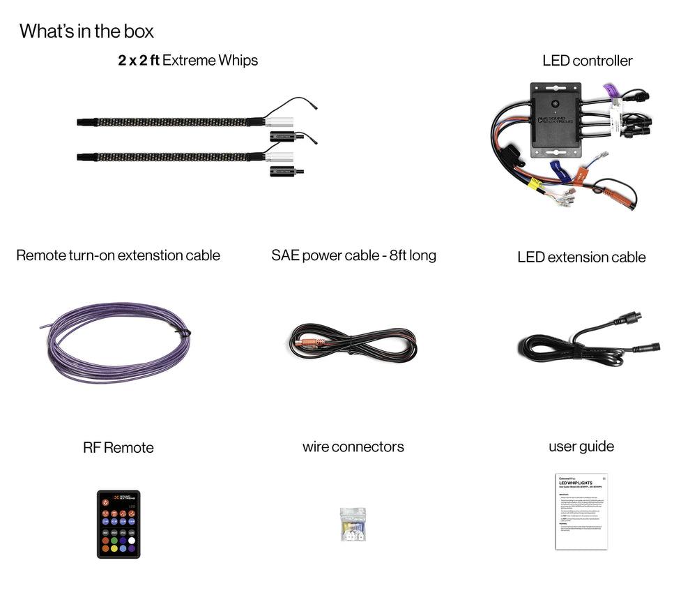EXTREME WHIP KIT QTY 2 X 2FT PLUS LEDCAST CONTROLLER
