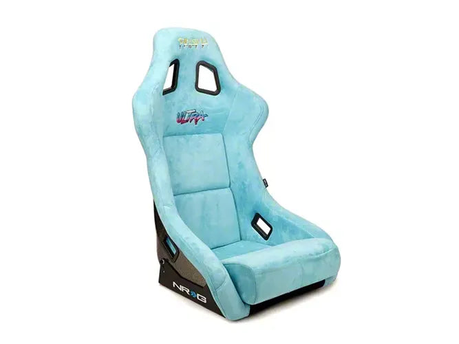 NRG FRP Bucket Seat ULTRA Edition w/ Grey Peralized Back/Teal Vegan Microfiber/Phone Pockets - Med