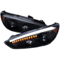 PROJECTOR HEADLIGHTS WITH GLOSSLY BLACK HOUSING CLEAR LENS AND AMBER REFLECTOR WITH SEQUENTIAL TURN SIGNAL