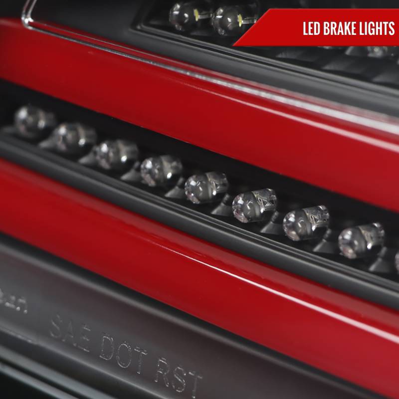 LED TAIL LIGHTS- BLACKHOUSING- CLEAR LENS WITH RED LIGHT BAR