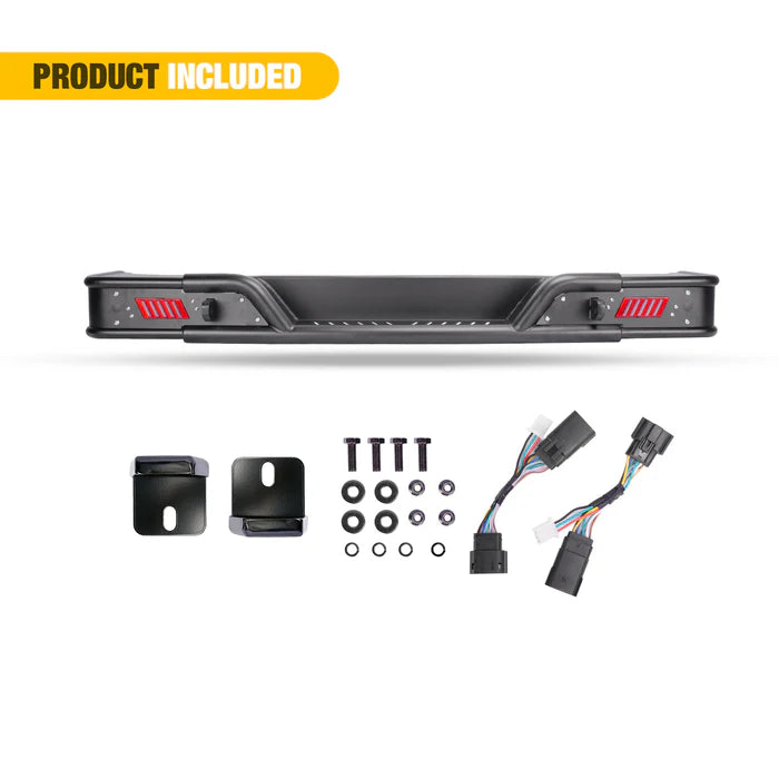 JEEP WRANGLER JL/JLU 201824 REAR BUMPER WITH LED POSITION LIGHTS ; BLK; POWDER