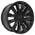 24 IN REPLICA WHEEL FITS CADILLAC ESCALADE CA91 BLACK 24X10