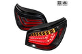 E60 LED TAIL LIGHTS- BLACK HOUSING- CLEAR LENS WITH RED LIGHT BAR