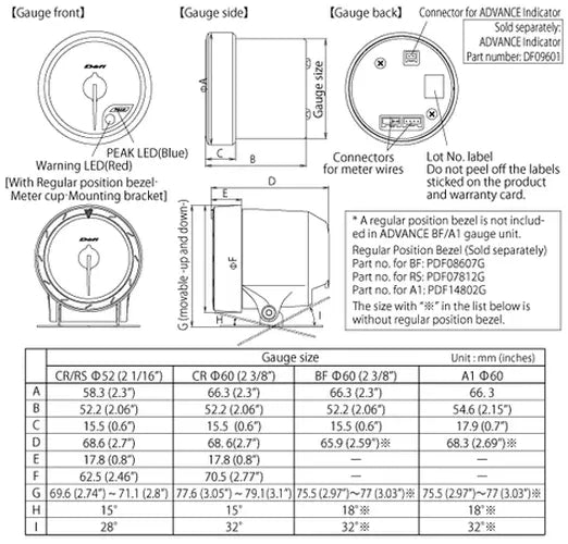 Defi Advance A1 Oil Temp Gauge w/Sensor Universal