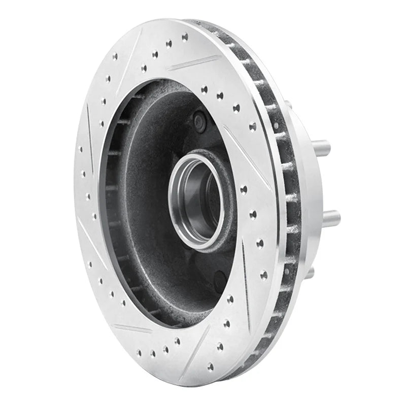 R1 92-94 Ford E-250 Econoline Front Right Drilled & Slotted Silver Brake Rotor