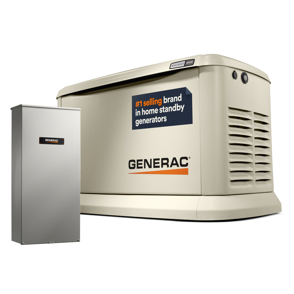 26 KW AIRCOOLED STANDBY GENERATOR ALUM ENCLOSURE 200A SE ATS