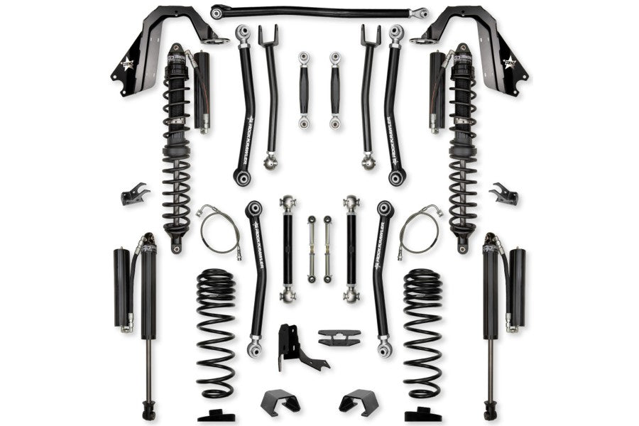 Rock Krawler 4.5 Inch X Factor Pro Elite No Limits Aluminum Coil Over System w/ PB J Lower Mid Arms Lift Kit with Shocks JT45PENL-DCS