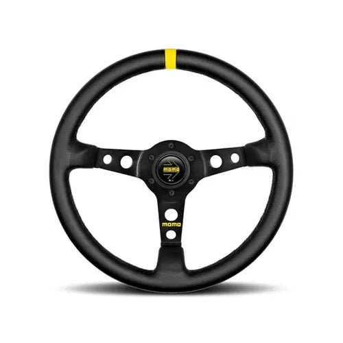 Momo MOD07 Steering Wheel 350 mm -  Black Leather/Black Spokes/1 Stripe