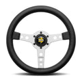 Momo Prototipo Steering Wheel 320 mm - Black Leather/White Stitch/Brushed Alum Spokes
