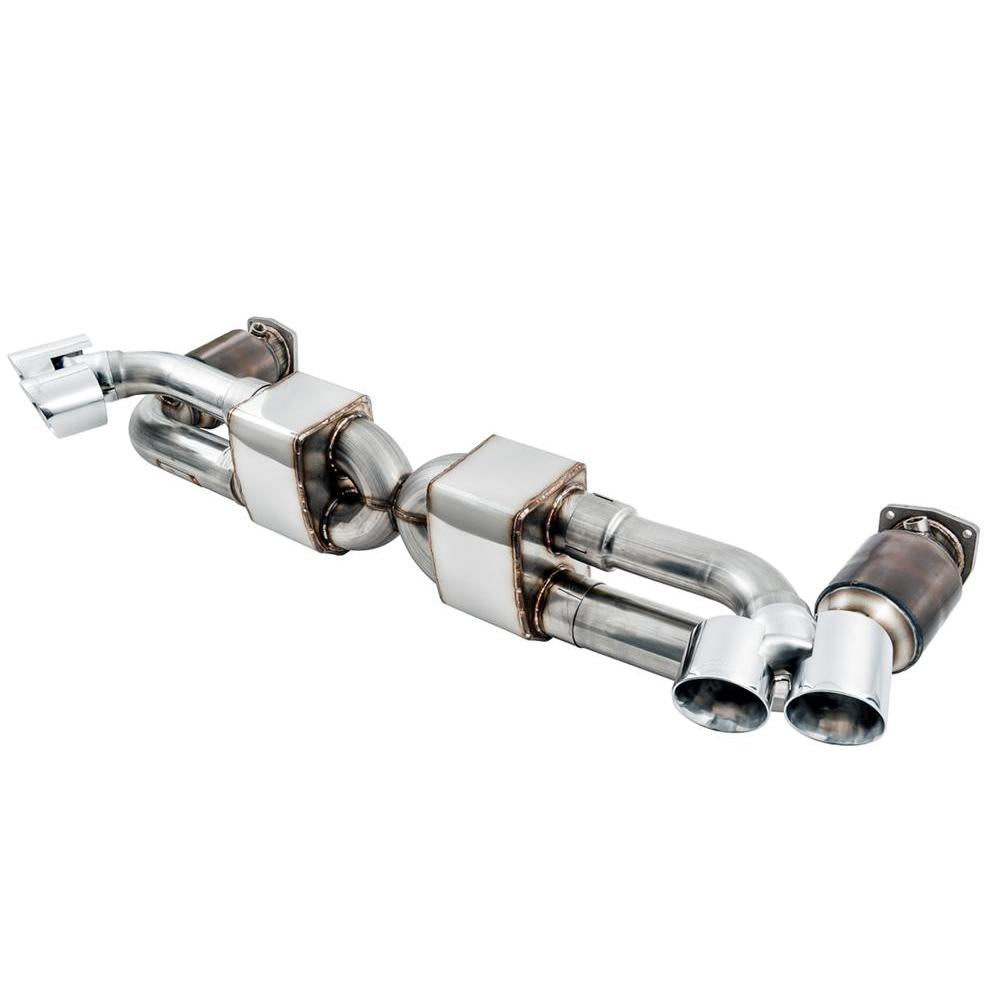 AWE Performance Exhaust and High-Flow Cat Sections for Porsche 991 Turbo - Chrome Silver Quad Tips