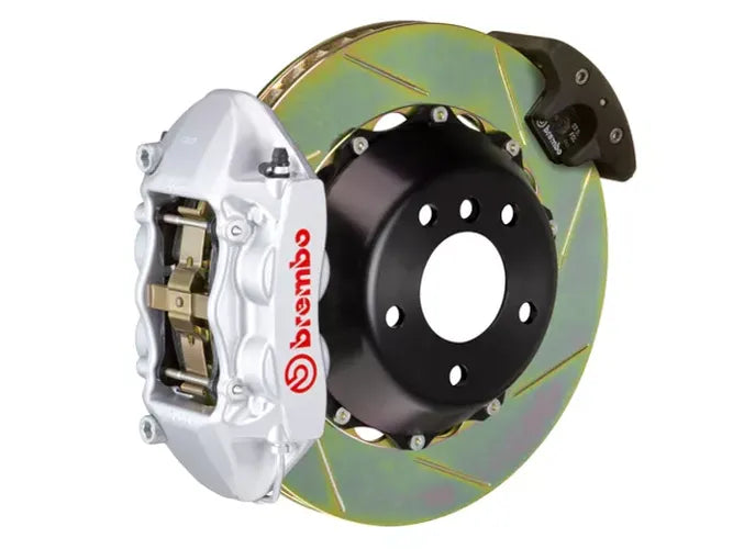 Brembo 15-23 Mustang GT/V6/EcoBoost Rear GT BBK 4 Piston Cast 380x28 2pc Rotor Slotted Type1-Silver