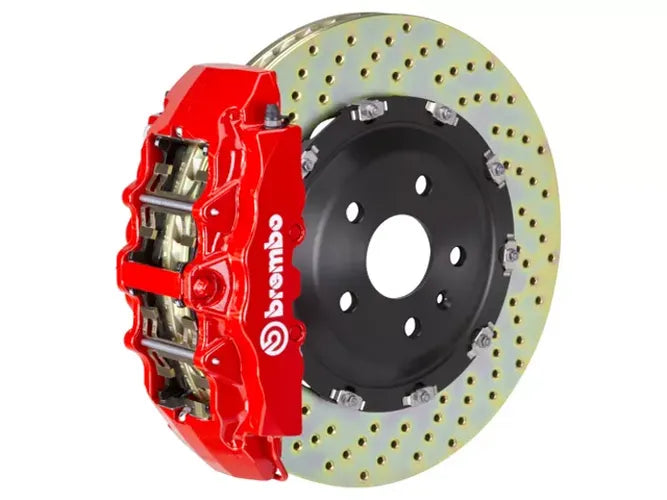 Brembo 08-14 Challenger SRT-8 Front GT BBK 8 Piston Cast 380x34 2pc Rotor Drilled-Red