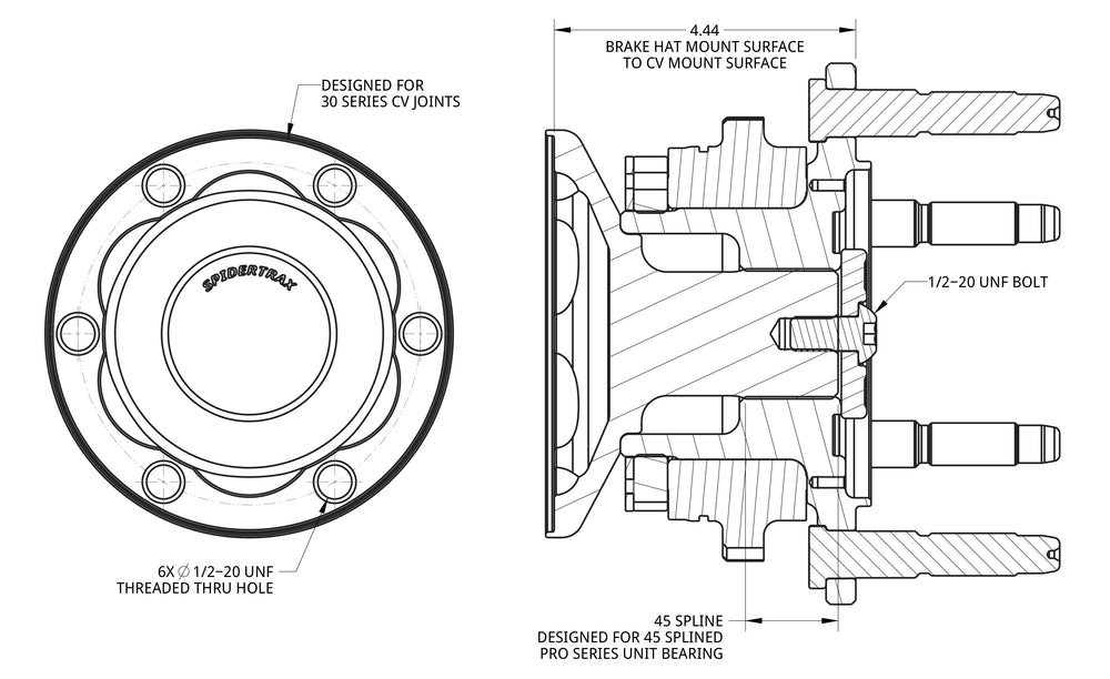Spidertrax 45 Splined 300M Billet Series 30 Outer Stub Shafts (Pair)