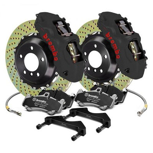 Brembo 05-14 Mustang GT Excl non-ABS Equipped Fr GTS BBK 6Pist Cast 355x32 1pc Rtr Drill-Black HA