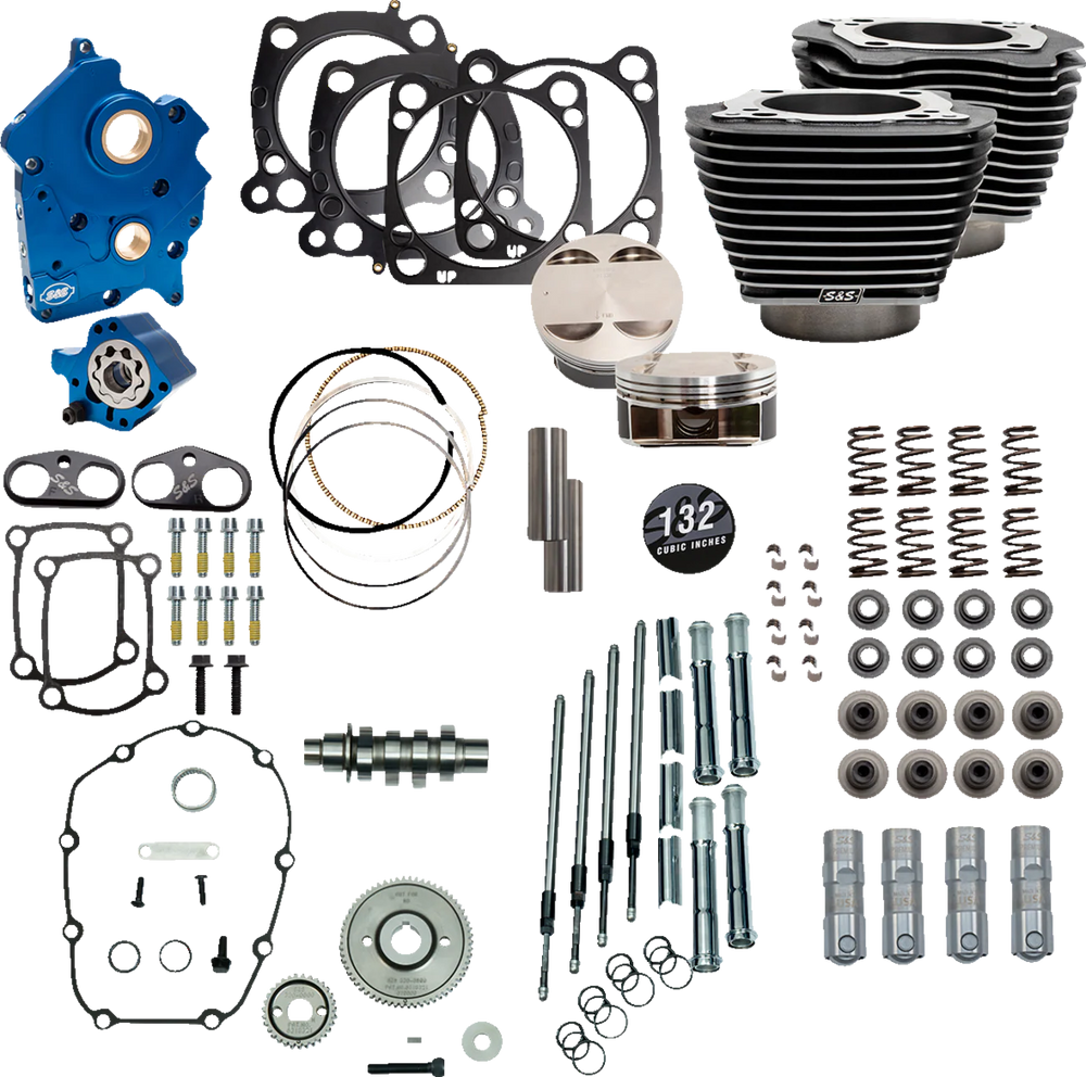 S&S Cycle 2017+ M8 Models 4.320in Bore 550G Cam Power Pack - Black Granite w/ Highlight - Incl. VVT