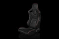 Braum Elite-X Series Sport Seats - Black Leatherette (Red Stitching) - BRR1X-BKRS