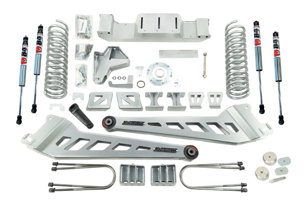 PLEASE BE SPECIFIC ON WHICH TRANSMISSION YOUR VEHICLE HAS WHEN ORDERING 2019 -2020 RAM 3500 6in LIFT (4WD ONLY) (RADIUS ARM KIT) (4.5in REAR BLOCK KIT) (SILVER POWDER)