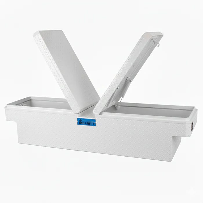 CROSSBODY TOOLBOX 19X20X70 EXTRA DEEP DIAMOND PLATE GULL WING WHITE