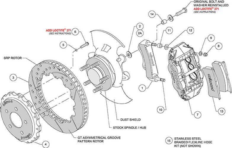 Wilwood Narrow Superlite 6R Dust Seal Front Hub Kit 14.00in w/ Lines 04-06 GTO