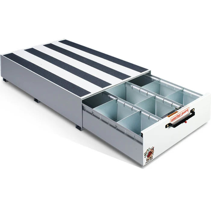 PACK RAT DRAWER UNIT 48 X 30 X 13IN WITH 18 DIVIDERS AND 3 COMPARTMENTS WHITE STEEL FINISH