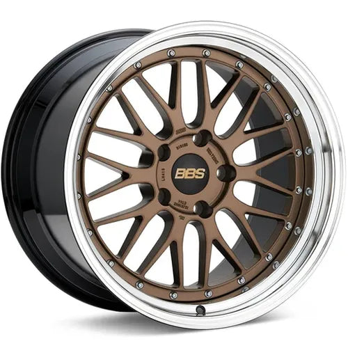 BBS LM 19x9.5 5x120 ET22 Satin Bronze Center/Bright Machined Lip/Blk Barrel Wheel -82mm PFS/Clip Req