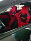 Braum Venom Series Sport Seats - Black and Red Cloth (Red Stitching) - BRR7-BKRD