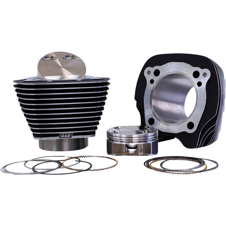 S&S Cycle 2017+ M8 Models 4.320in Bore 4.625in Stroke Cylinder Kit - Wrinkle Black w/ Highlight