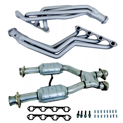 1979-1993 MUSTANG 5.0L 1-5/8 LONG TUBE HEADERS (TITANIUM CERAMIC) PLUS MATCHING SHORT MID X PIPE WITH HIGH FLOW CATALYTIC CONVERTERS