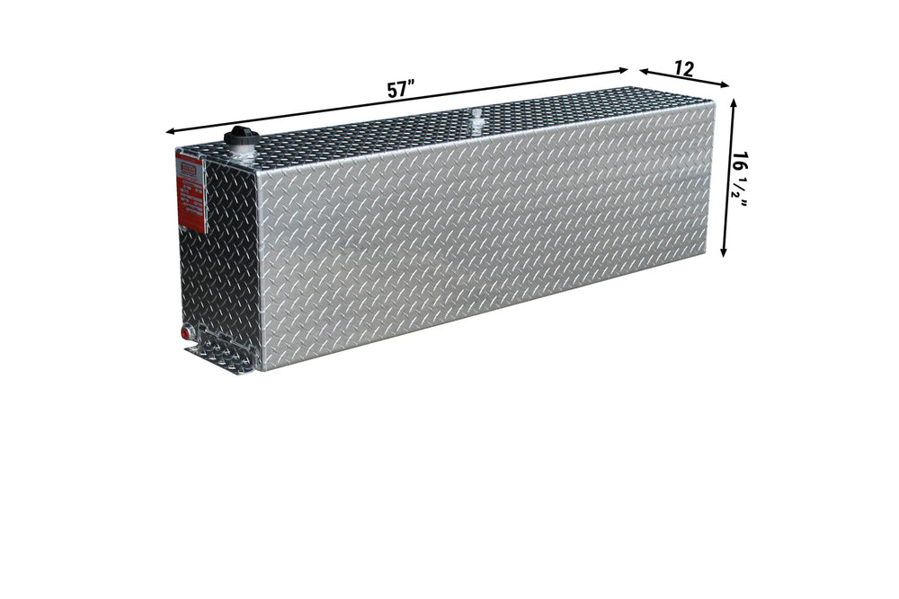 46 GALLON BLACK RECTANGLE DIAMOND PLATE ALUM GASOLINE AUXILARY TANK W/FUEL PICKU