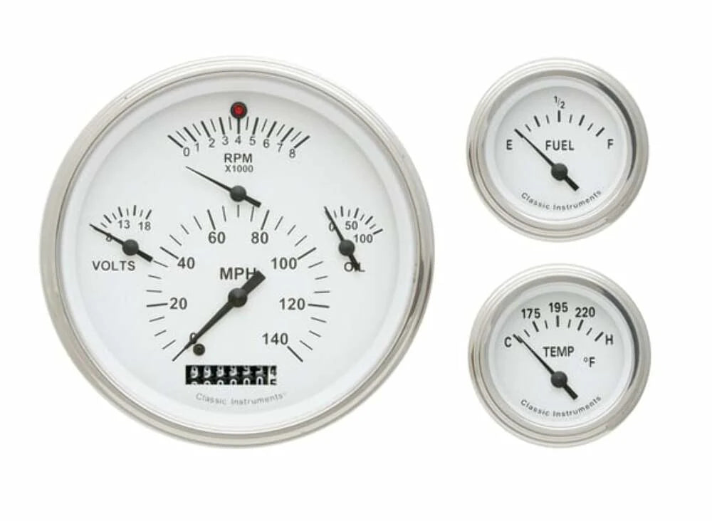 57 CHEVY 6 GAUGE SET WHITE-LS