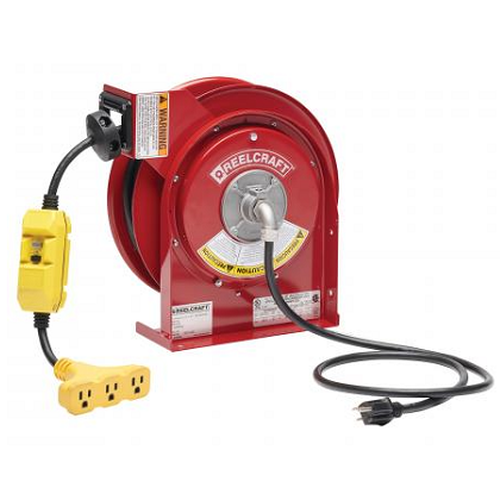 CORD REEL TRIPLE OUTLET GFCI