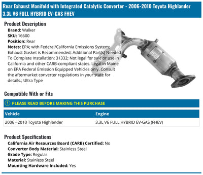Walker Exhaust auto part