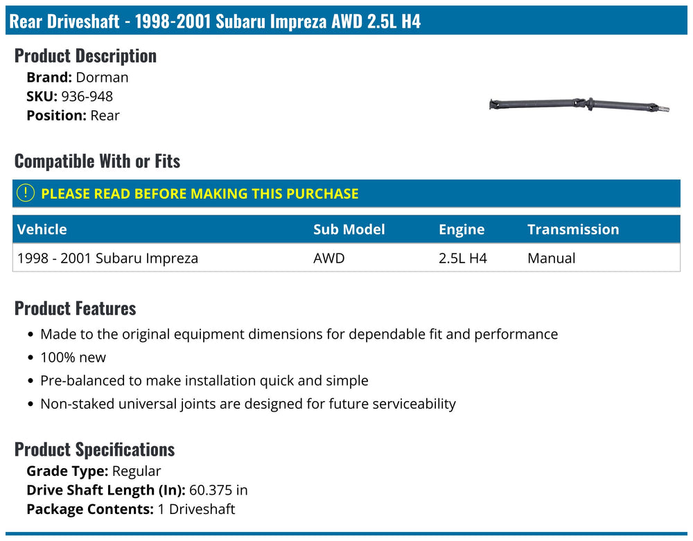 REAR DRIVESHAFT