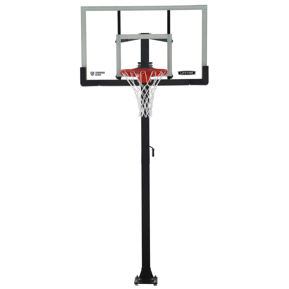 LIFETIME ADJUSTABLE BOLT DOWN BASKETBALL HOOP (60INCH TEMPERED GLASS)