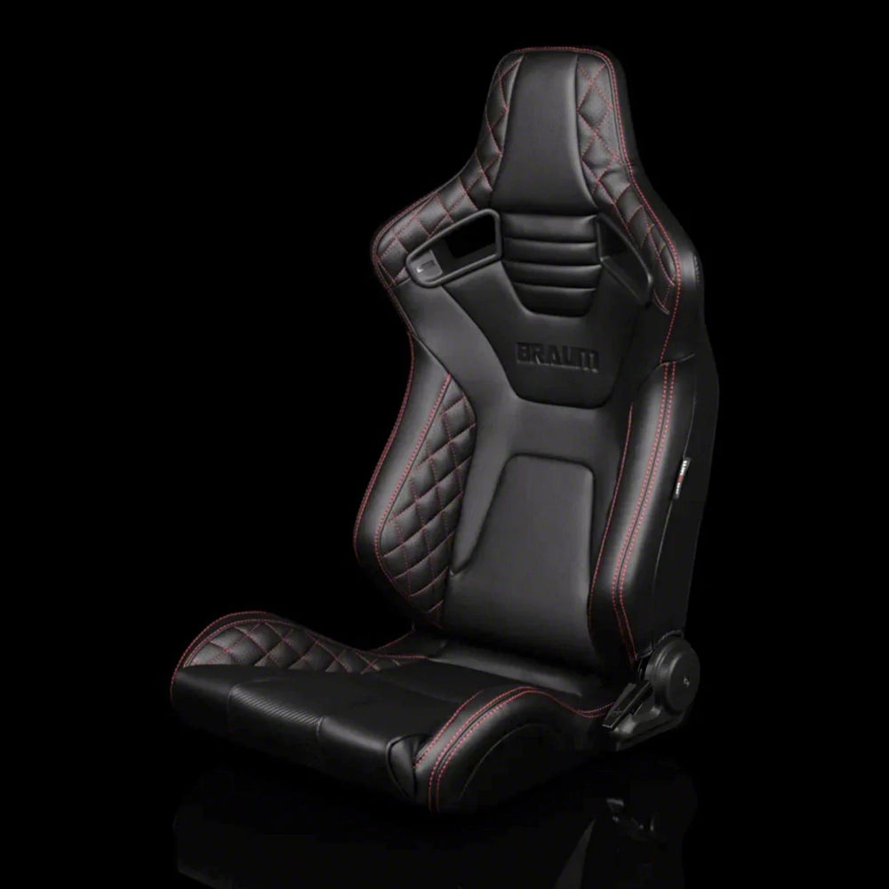 Braum Elite-X Series Sport Seats - Black Diamond (Red Stitching) - BRR1X-BDRS
