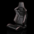 Braum Elite-X Series Sport Seats - Black Diamond (Red Stitching) - BRR1X-BDRS
