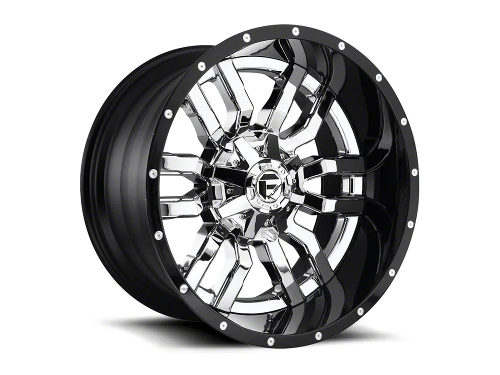 ~(56 lbs. 25X25X13)~ SLEDGE 22x10 6x135.00/6x139.70 CHROME PLATED GLOSS BLACK LIP (-13 mm)