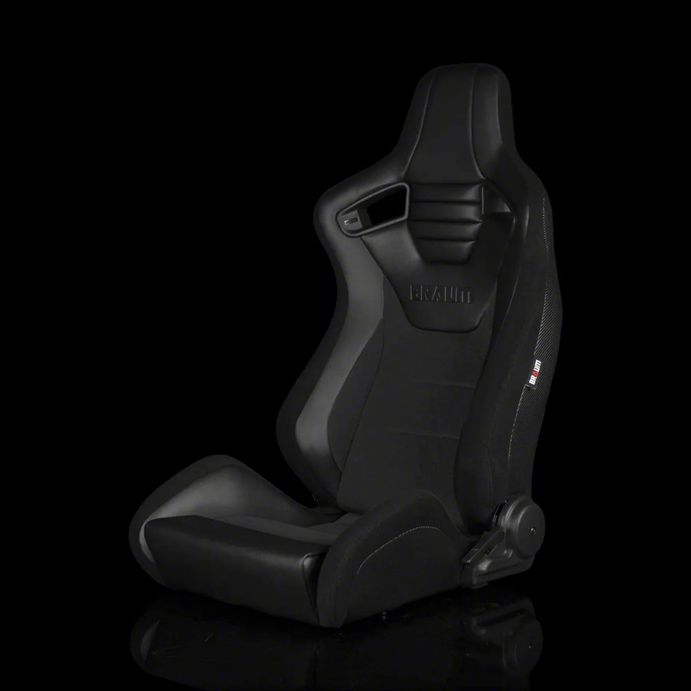 Braum Elite-S Series Sport Seats - Black Red Plaid (Red Stitching) - BRR1S-RDPF