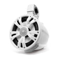 2PACK WHITE 8IN SPEAKERS ONE AMPLIFIED + BATTERY ONE NON AMPLIFIED