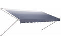 DOMETIC 8500 W/SLT 18'L X 8'EXT. MAROON FADE VINYL MANUAL PATIO AWNING W/SILVER METAL COVER