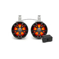2PACK BLACK 8IN SPEAKERS ONE AMPLIFIED + BATTERY ONE NON AMPLIFIED
