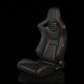 Braum Elite-X Series Sport Seats - Black Diamond (Double Red Stitching Red Piping) - BRR1X-BDDRS