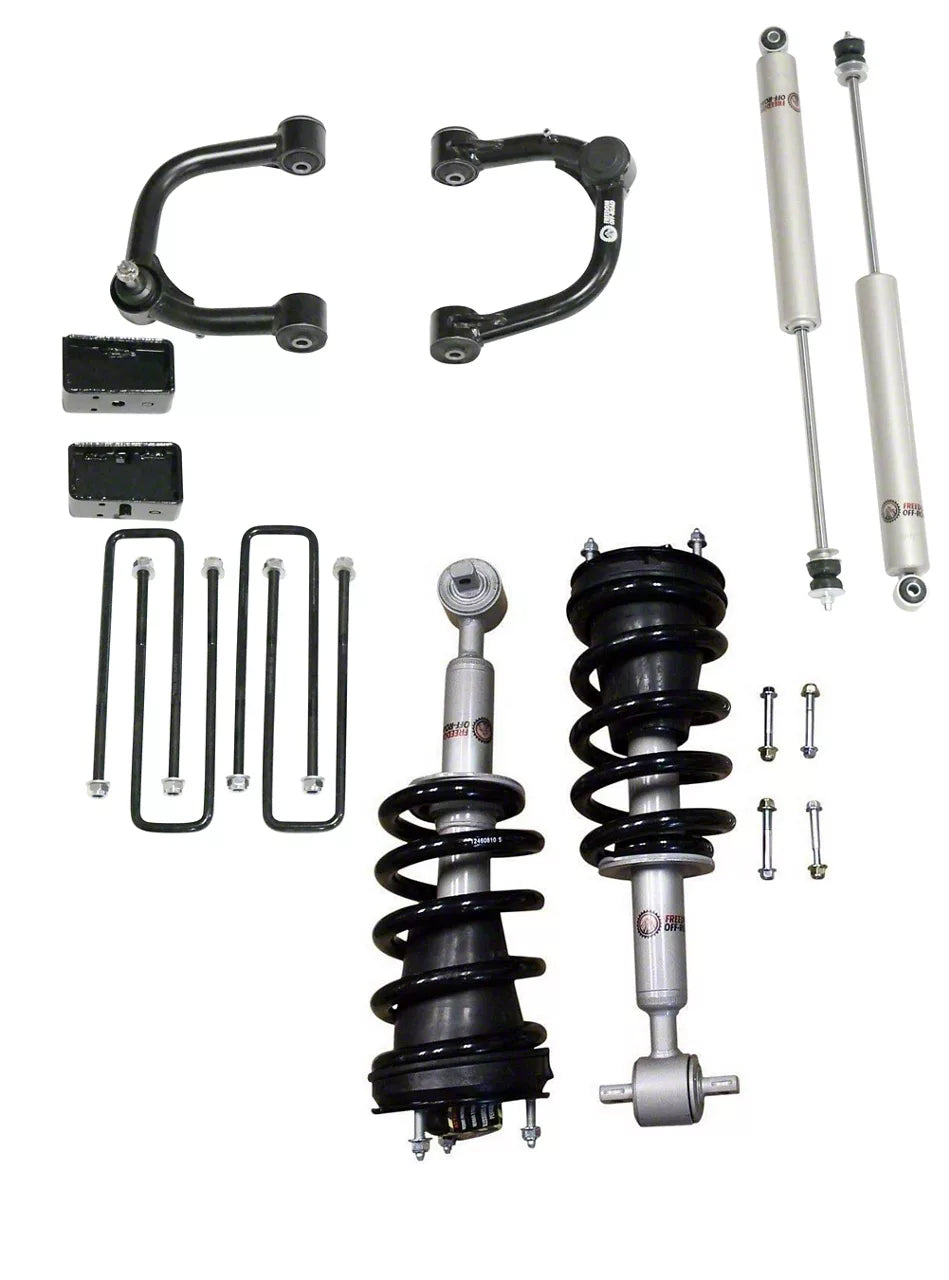3 Inch Lift Kit Front Struts w/ Rear Blocks Shocks and Control Arms 07-16 Chevrolet Silverado 1500/07-16 GMC Sierra 1500 Freedom Off-Road